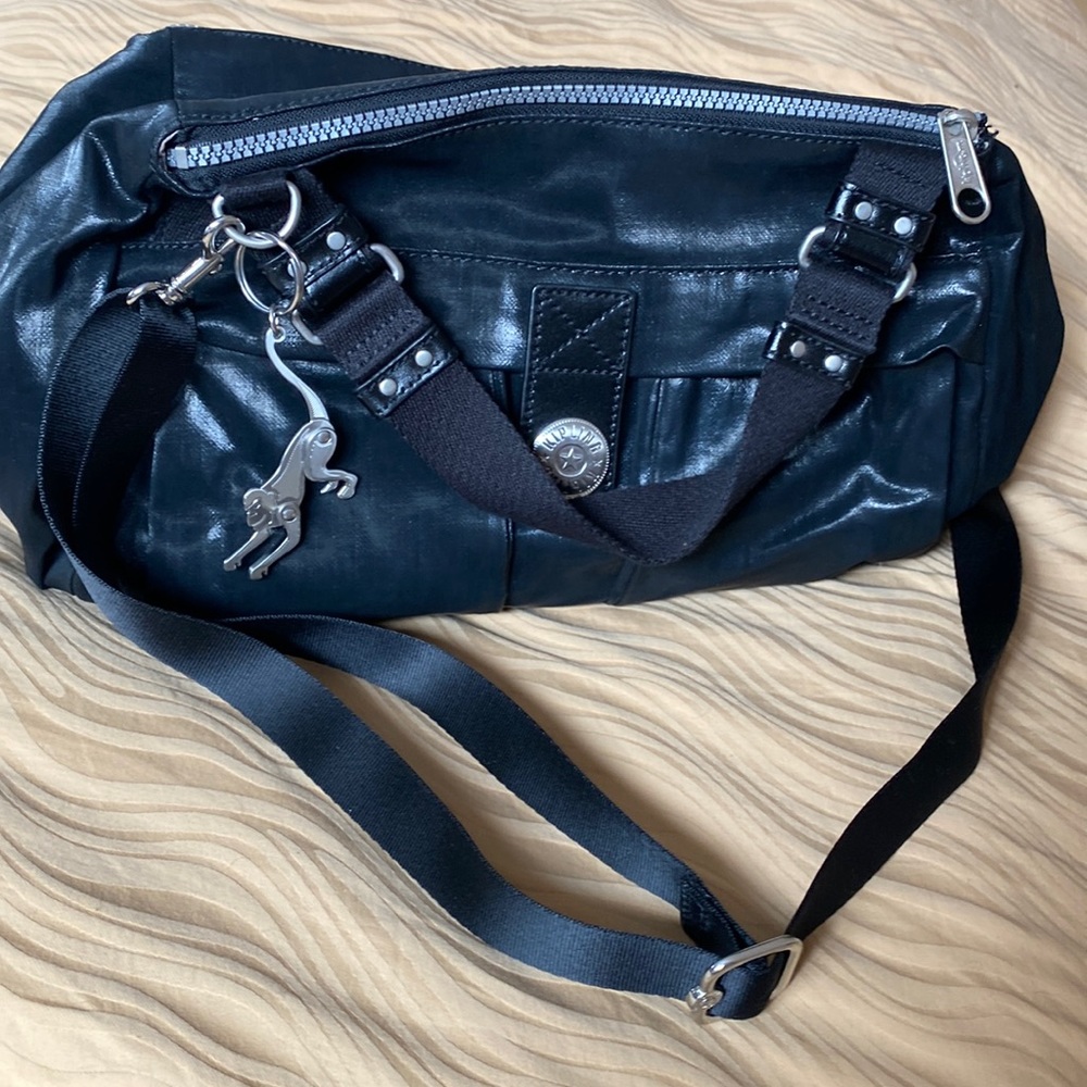 Kipling shiny black nylon carry-all bag black
